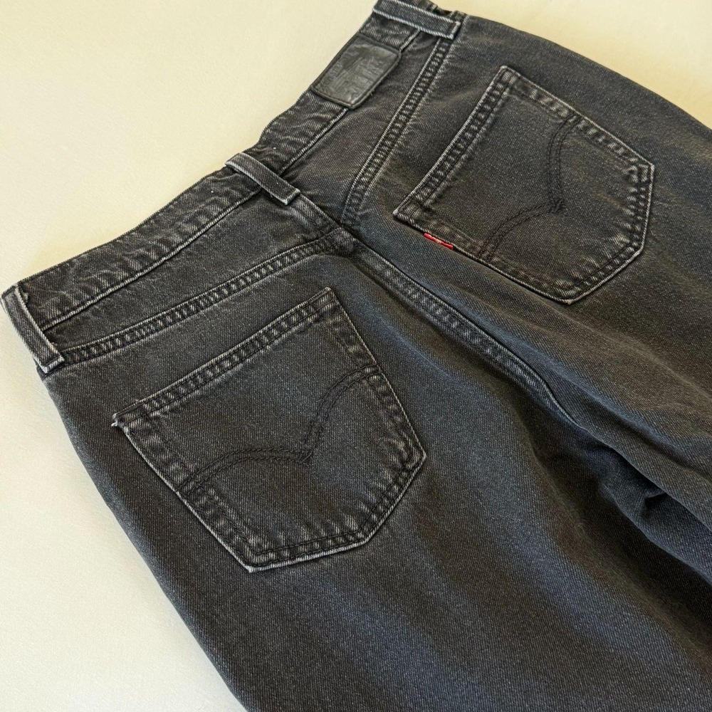 Levis Premium Balloon Leg Jeans 28 Womens Faded Black 80s Retro Barrel Fit Denim